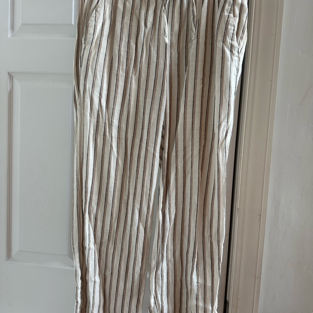 Old Navy Cream and Brown Striped Chinos